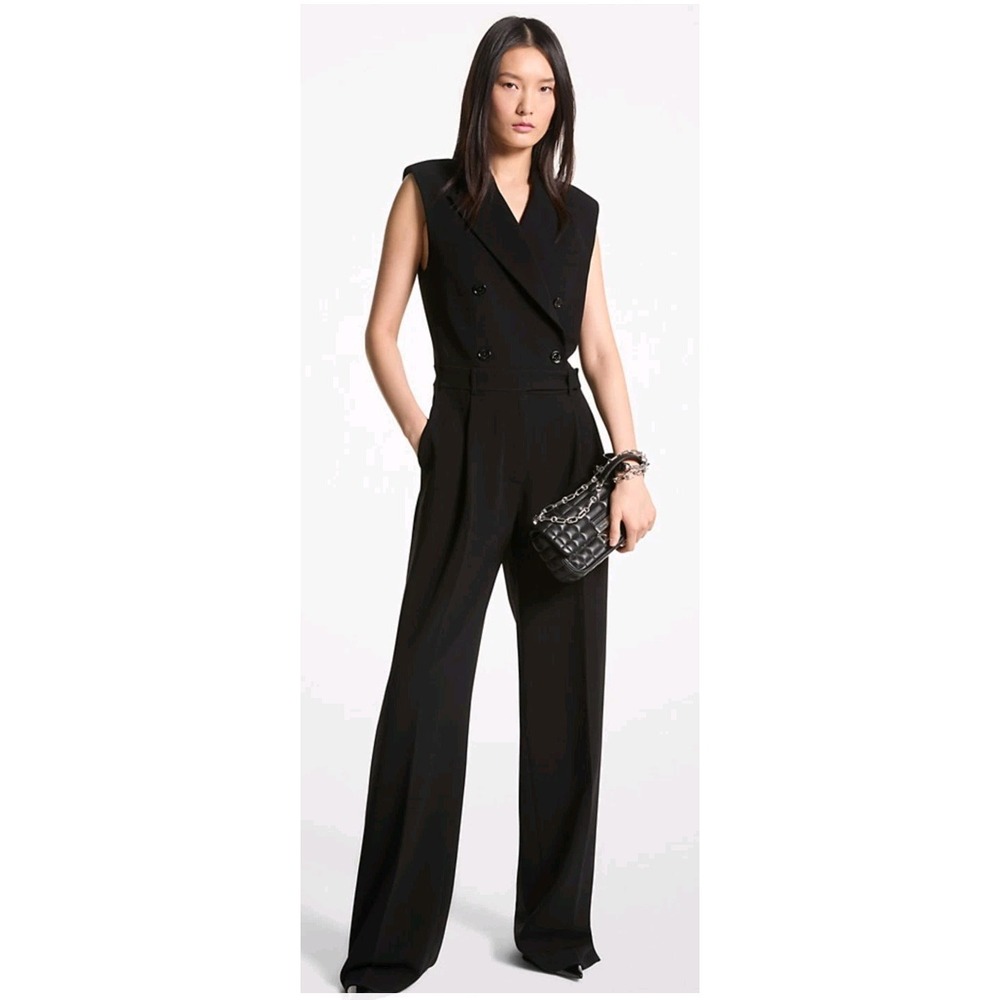 MICHAEL KORS  BLACK DOUBLE BREASTED JUMPSUIT PANTSUIT SIZE 4 NWT RETAIL $495